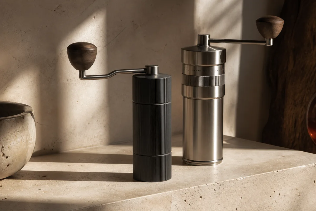 Two manual burr coffee grinders